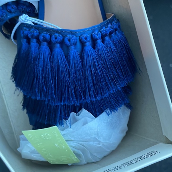 Women's Benetta Tassel Slide Sandals Blue-B1 - Picture 5 of 7